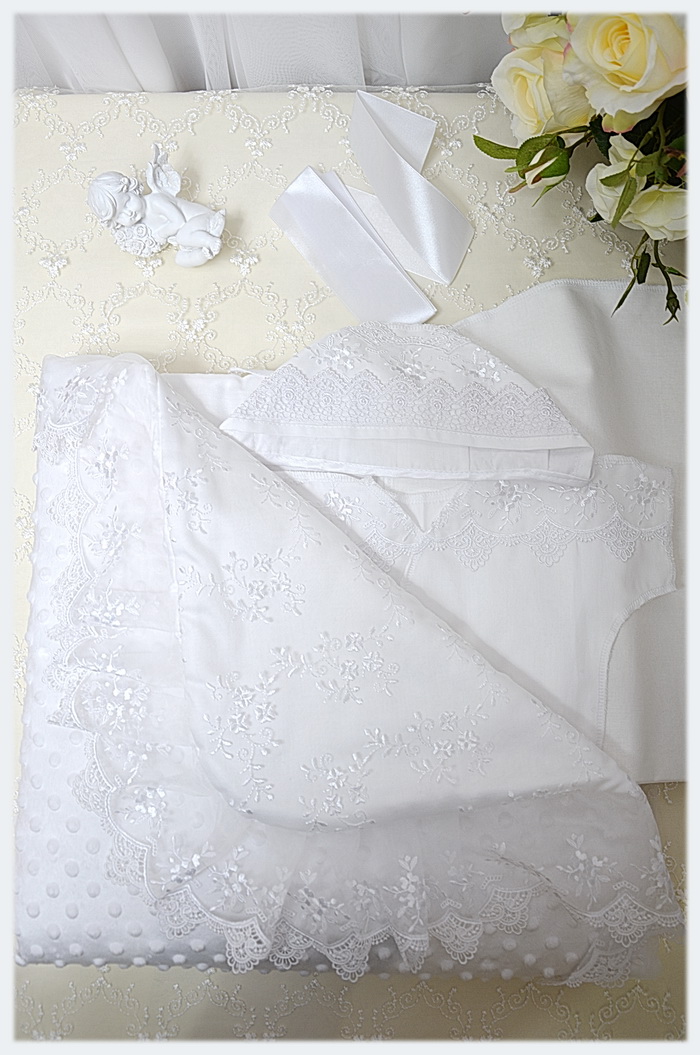 Комплект на выписку "Нежность" 4 предмета белый от магазина Dream Royal